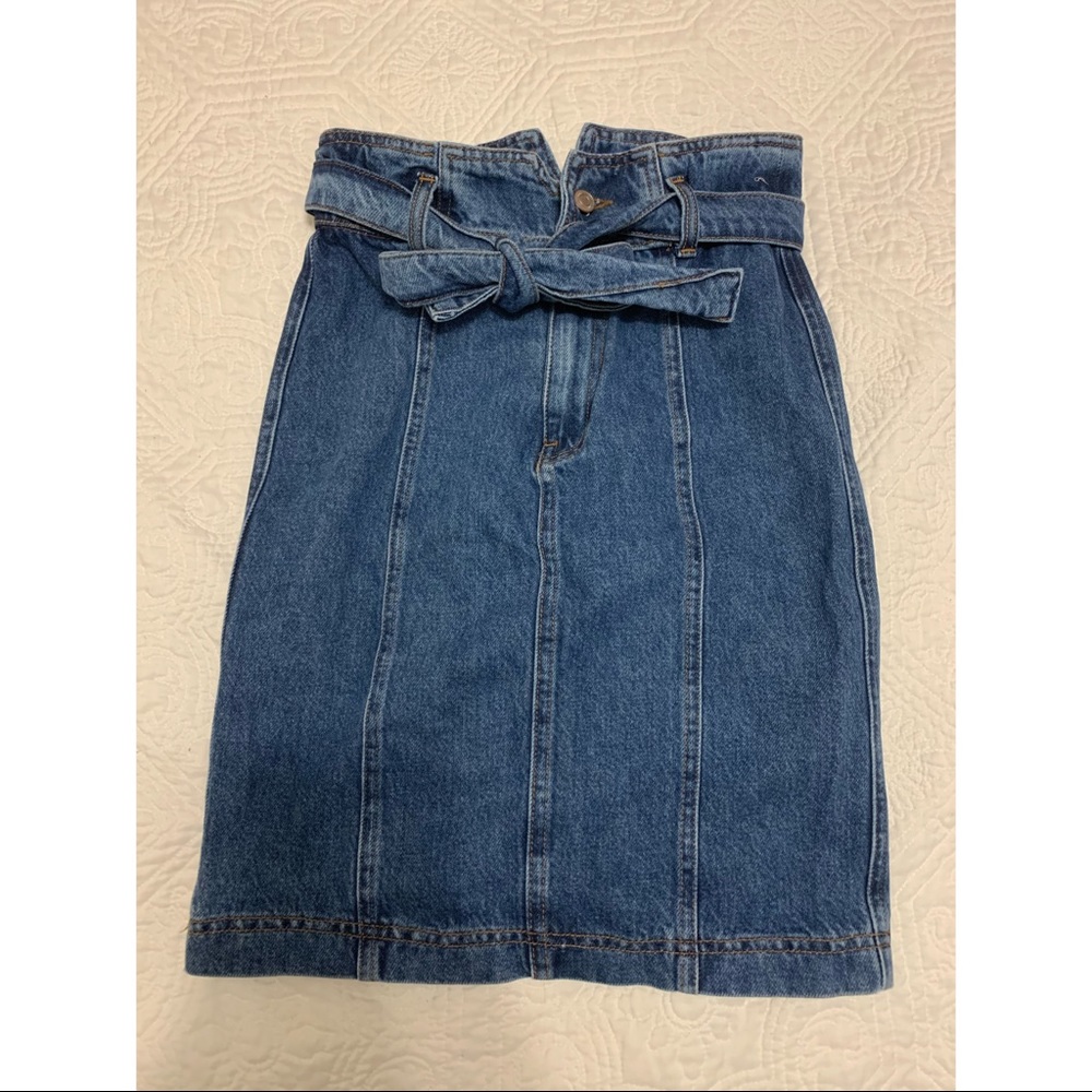 Stradivarius Denim Mini Skirt with Tie Waist